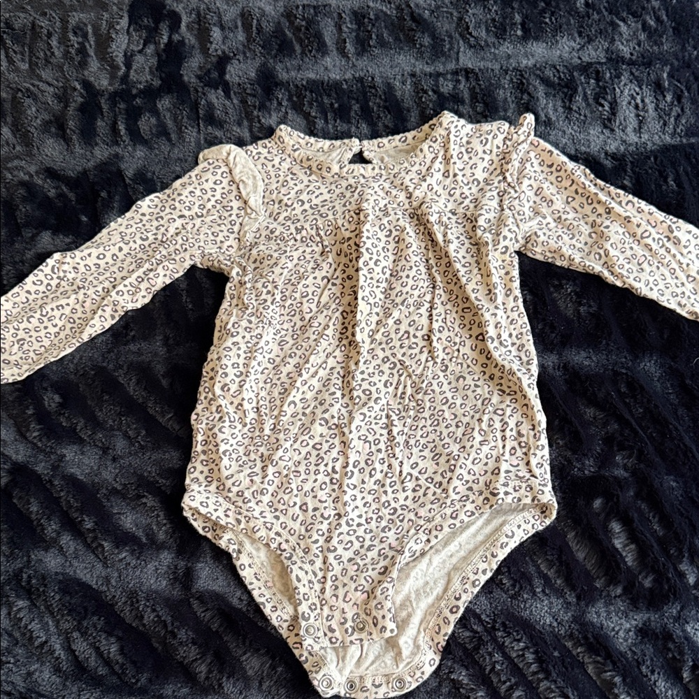 Carter's Cream and Brown Leopard Bodysuit